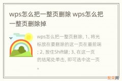 wps怎么把一整页删除 wps怎么把一整页删除掉