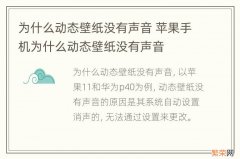 为什么动态壁纸没有声音 苹果手机为什么动态壁纸没有声音