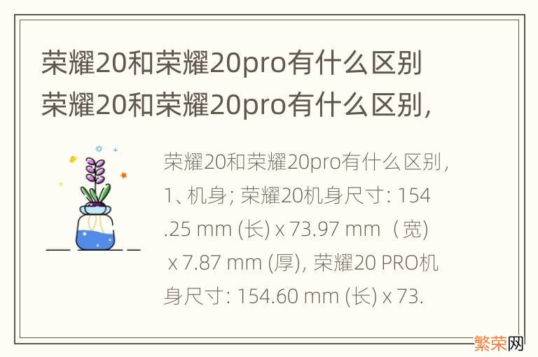 荣耀20和荣耀20pro有什么区别 荣耀20和荣耀20pro有什么区别,哪个好?