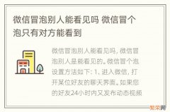 微信冒泡别人能看见吗 微信冒个泡只有对方能看到