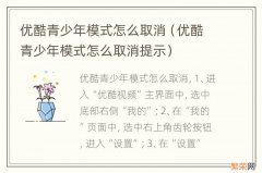 优酷青少年模式怎么取消提示 优酷青少年模式怎么取消