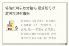 锡箔纸可以放烤箱吗 锡箔纸可以放烤箱吗有毒吗