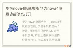 华为nova4隐藏功能 华为nova4隐藏功能怎么打开