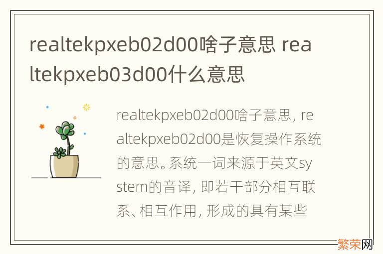 realtekpxeb02d00啥子意思 realtekpxeb03d00什么意思