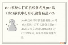 dos系统中打印机设备名是PRN吗 dos系统中打印机设备名是prn吗