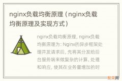 nginx负载均衡原理及实现方式 nginx负载均衡原理