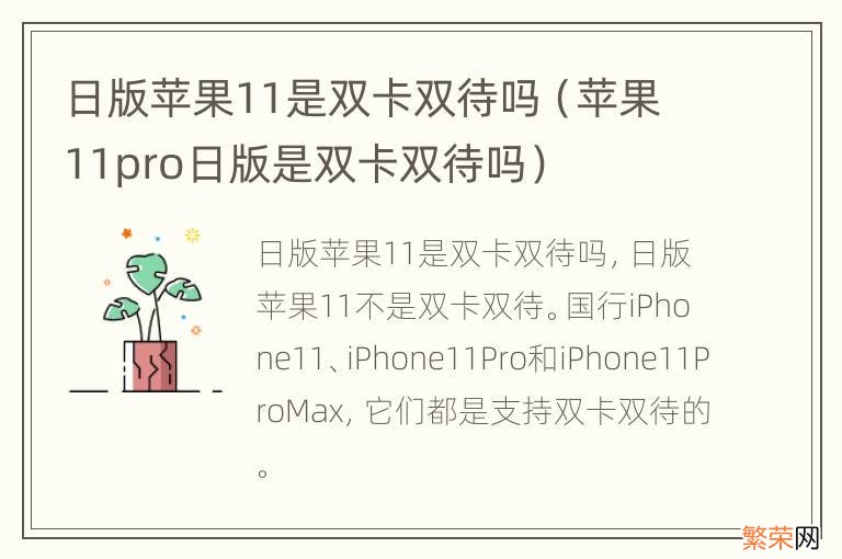 苹果11pro日版是双卡双待吗 日版苹果11是双卡双待吗