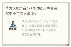 华为p30声音突然变小了怎么解决 华为p30声音小