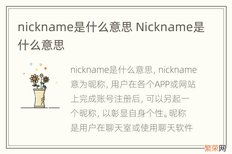 nickname是什么意思 Nickname是什么意思