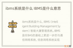 ibms系统是什么 IBMS是什么意思