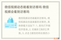 微信视频动态能看到访客吗 微信视频会看到访客吗