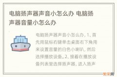 电脑扬声器声音小怎么办 电脑扬声器音量小怎么办