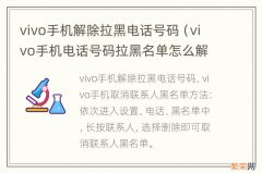 vivo手机电话号码拉黑名单怎么解除 vivo手机解除拉黑电话号码