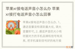 苹果xr接电话声音小怎么办 苹果xr接打电话声音小怎么回事