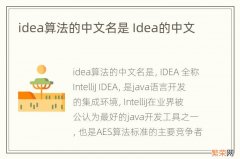 idea算法的中文名是 Idea的中文