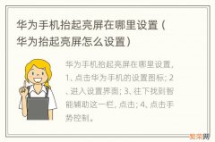 华为抬起亮屏怎么设置 华为手机抬起亮屏在哪里设置