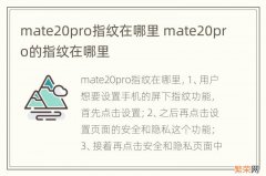 mate20pro指纹在哪里 mate20pro的指纹在哪里