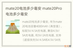 mate20电池多少毫安 mate20Pro电池多少毫安