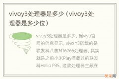 vivoy3处理器是多少位 vivoy3处理器是多少