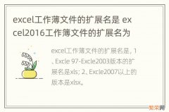 excel工作薄文件的扩展名是 excel2016工作簿文件的扩展名为