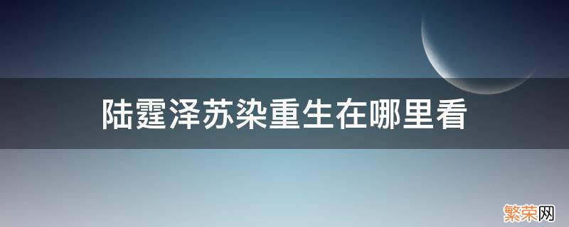 苏染陆霆泽小说 陆霆泽苏染重生在哪里看