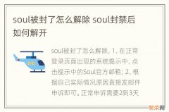 soul被封了怎么解除 soul封禁后如何解开