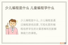 少儿编程是什么 儿童编程学什么