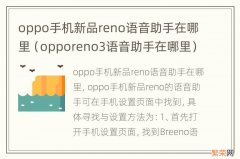 opporeno3语音助手在哪里 oppo手机新品reno语音助手在哪里