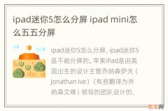 ipad迷你5怎么分屏 ipad mini怎么五五分屏