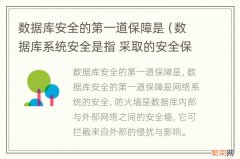 数据库系统安全是指 采取的安全保护措施 数据库安全的第一道保障是