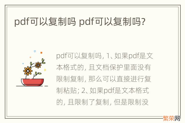 pdf可以复制吗 pdf可以复制吗?