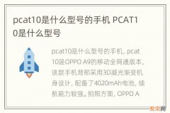 pcat10是什么型号的手机 PCAT10是什么型号