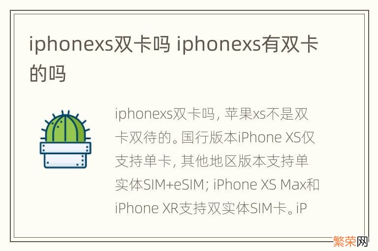 iphonexs双卡吗 iphonexs有双卡的吗