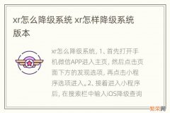 xr怎么降级系统 xr怎样降级系统版本