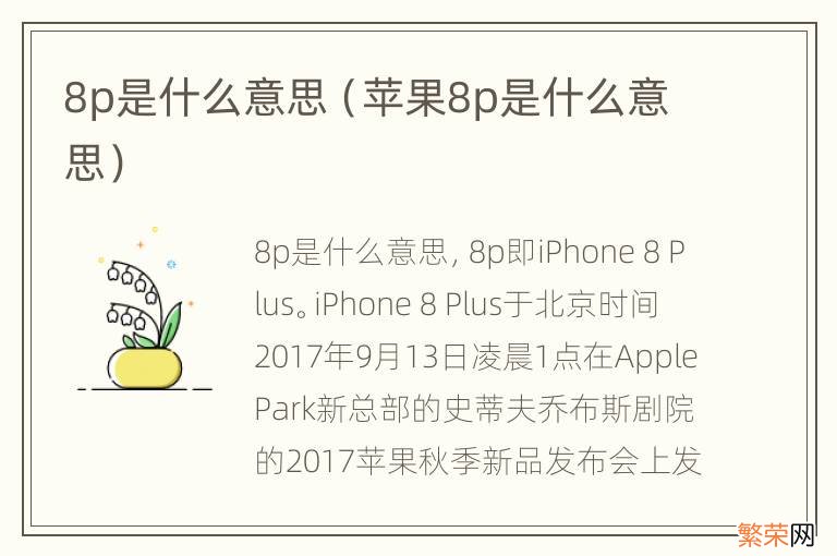 苹果8p是什么意思 8p是什么意思
