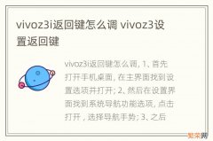 vivoz3i返回键怎么调 vivoz3设置返回键