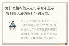 为什么搜狗输入法打字时不显示 搜狗输入法为啥打字时没显示