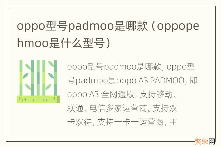 oppopehmoo是什么型号 oppo型号padmoo是哪款