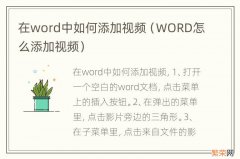 WORD怎么添加视频 在word中如何添加视频