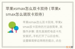 苹果xsmax怎么调双卡双待 苹果xsmax怎么双卡双待