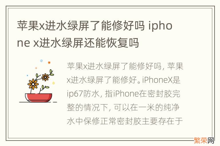 苹果x进水绿屏了能修好吗 iphone x进水绿屏还能恢复吗