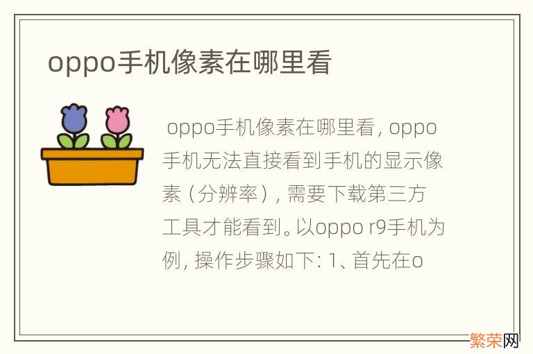 oppo手机像素在哪里看