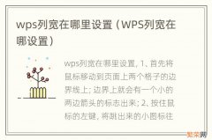 WPS列宽在哪设置 wps列宽在哪里设置