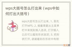 wps中如何打出大括号 wps大括号怎么打出来