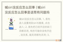 喊siri没反应怎么回事是话筒有问题吗 喊siri没反应怎么回事