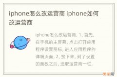 iphone怎么改运营商 iphone如何改运营商