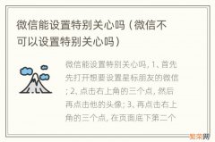 微信不可以设置特别关心吗 微信能设置特别关心吗