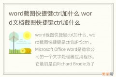 word截图快捷键ctrl加什么 word文档截图快捷键ctrl加什么