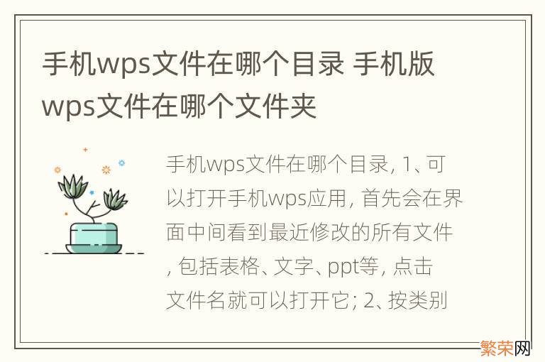 手机wps文件在哪个目录 手机版wps文件在哪个文件夹