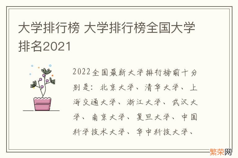 大学排行榜 大学排行榜全国大学排名2021